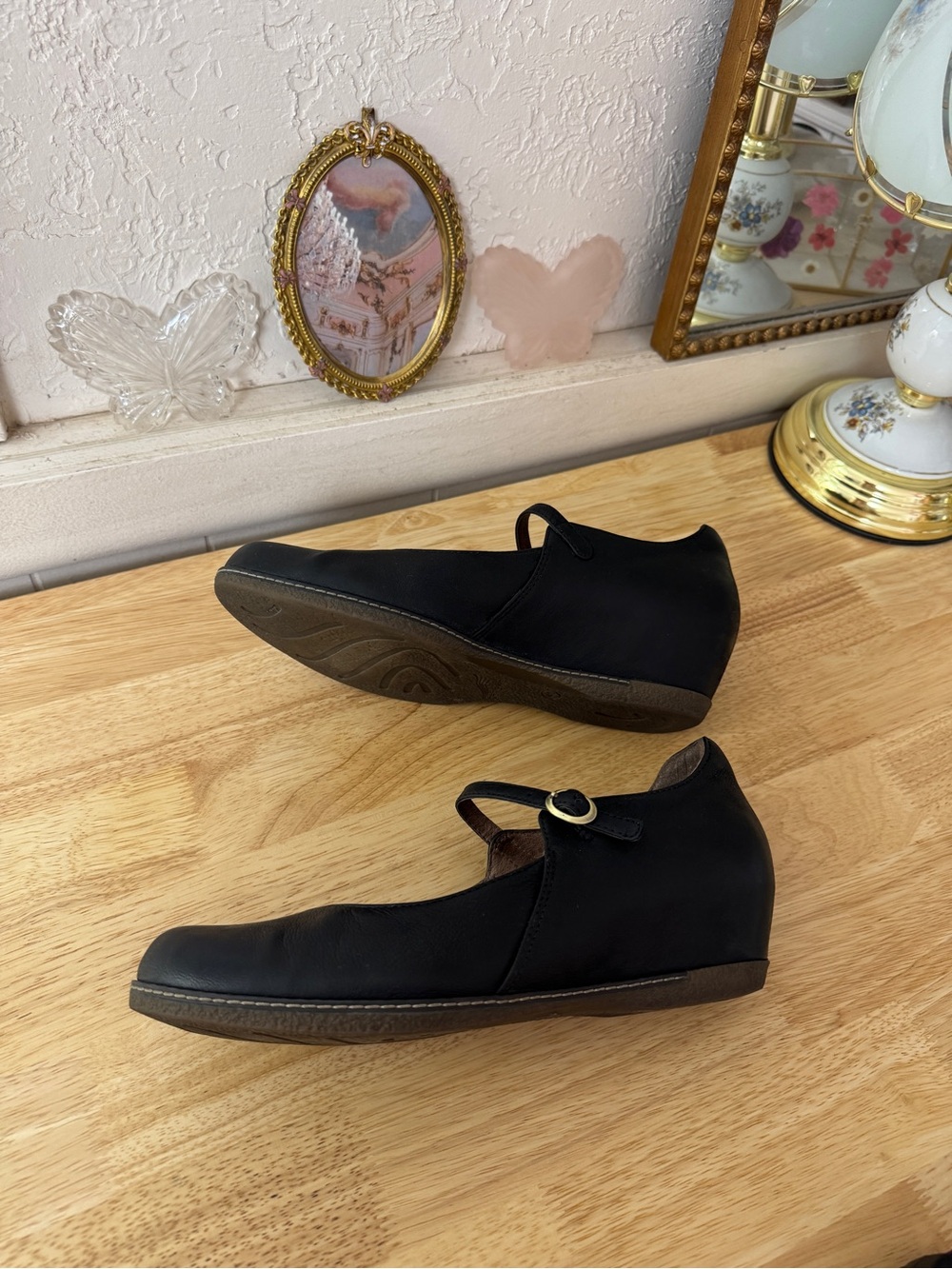 Dansko Black Leather Mary Jane Hidden Wedge Clogs EU 40 Comfort Shoes Y2K Comfy - Picture 3 of 13
